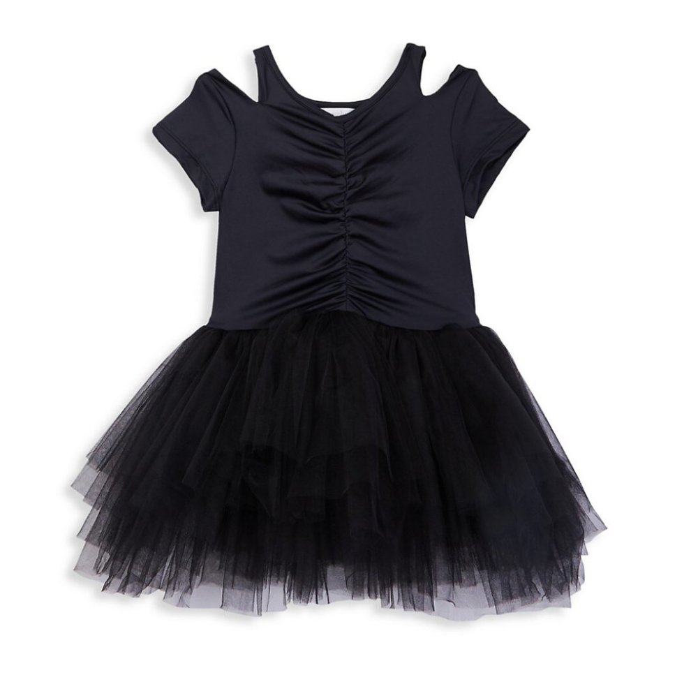 I Love Plum Kids' Little Girl's & Girl's Cap-sleeve Cutout Tutu In Black Size 8